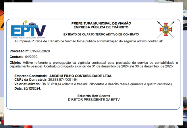 Extrato de Quarto termo aditivo de Contrato